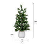 22” Artificial Frosted Christmas Tree in White Ceramic Planter