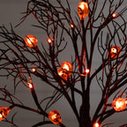 22" Pre-Lit Artificial Halloween Brown Twig Tree with 12 Orange LED Pumpkin Shaped Lights