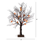 22" Pre-Lit Artificial Halloween Brown Twig Tree with 12 Orange LED Pumpkin Shaped Lights