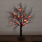 22" Pre-Lit Artificial Halloween Brown Twig Tree with 12 Orange LED Pumpkin Shaped Lights