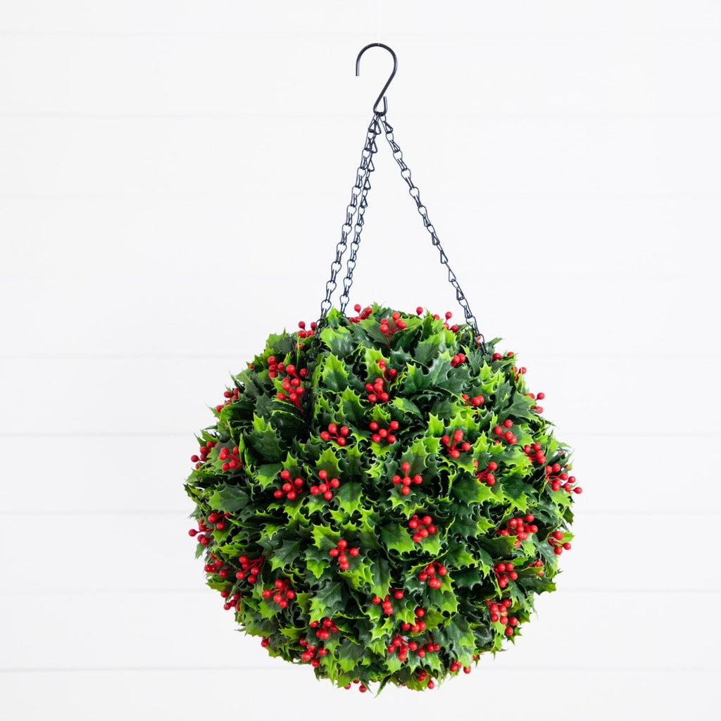 22” UV Resistant Artificial Holly Berry Christmas Hanging Ball (Indoor/Outdoor)
