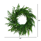 24" Artificial Real Touch Norfolk Island Pine Wreath with Natural Look