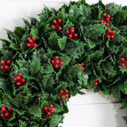24” UV Resistant Artificial Holly Berry Christmas Wreath (Indoor/Outdoor)