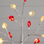 2' Pre-Lit Artificial Valentine's Day Twig Tree with 24 Red & White Heart-Shaped LED Lights