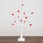 2' Pre-Lit Artificial Valentine's Day Twig Tree with 24 Red & White Heart-Shaped LED Lights