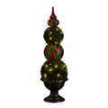 3' Pre-Lit Artificial Christmas Ornament Boxwood Topiary Tree with 70 Warm White LED Lights