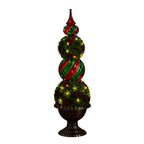 3' Pre-Lit Artificial Christmas Ornament Boxwood Topiary Tree with 70 Warm White LED Lights