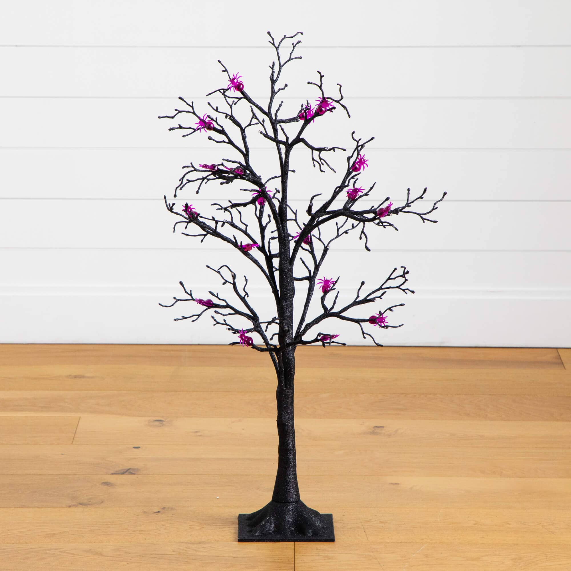 3' Pre-Lit Artificial Halloween Spider Twig Tree with 36 Purple LED Lights