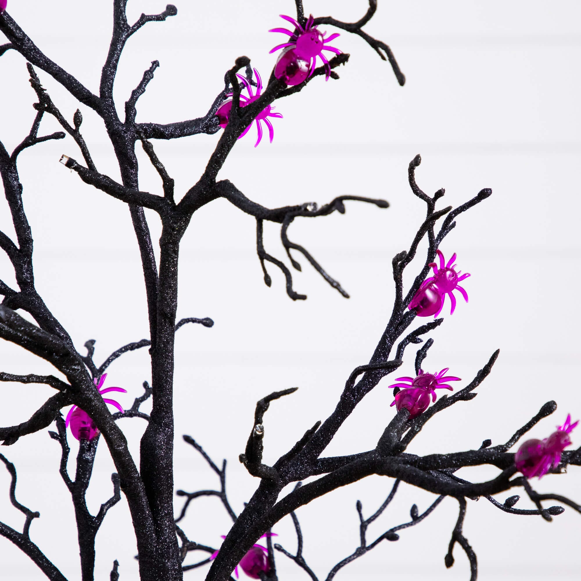 3' Pre-Lit Artificial Halloween Spider Twig Tree with 36 Purple LED Lights