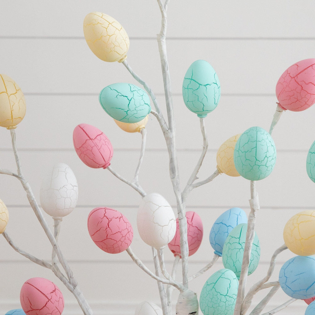 3' Pre-Lit Artificial Easter Twig Tree with 40 Egg Shaped LED Ornaments