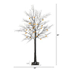 4' Pre-Lit Artificial Halloween Black Twig Tree with 24 Orange LED Pumpkin Shaped Lights