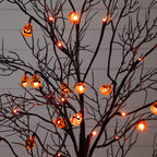 4' Pre-Lit Artificial Halloween Black Twig Tree with 24 Orange LED Pumpkin Shaped Lights