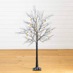 4' Pre-Lit Artificial Halloween Black Twig Tree with 24 Orange LED Pumpkin Shaped Lights