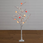 4' Pre-Lit Artificial Valentine's Day Twig Tree with 48 Heart Shaped LED Lights and Red Berries