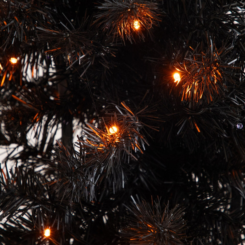 4' Pre-Lit Artificial Halloween Black Moon & Skull Tree with 250 Orange & Purple LED Lights