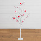 4' Pre-Lit Artificial Valentine's Day Twig Tree with 48 Heart Shaped LED Lights and Red Berries