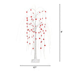 4' Pre-Lit Artificial Valentine's Day Willow Tree with 48 Heart Shaped LED Lights