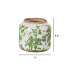 5.5” Floral Tuscan Ceramic Green Scroll Planter