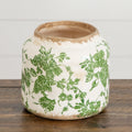 5.5” Floral Tuscan Ceramic Green Scroll Planter