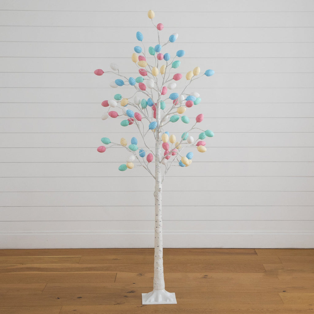 6' Pre-Lit Artificial Easter Twig Tree with 96 Egg Shaped LED Ornaments