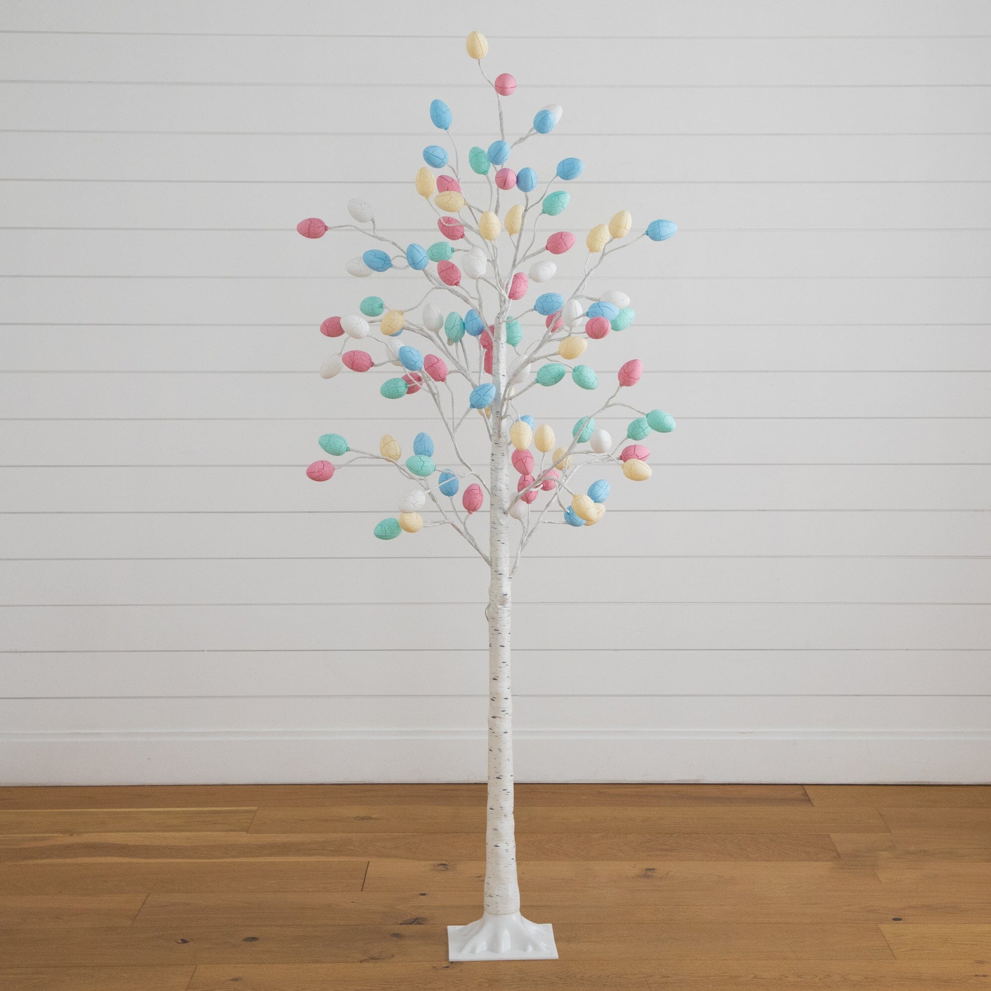 6' Pre-Lit Artificial Easter Twig Tree with 96 Egg Shaped LED Ornaments
