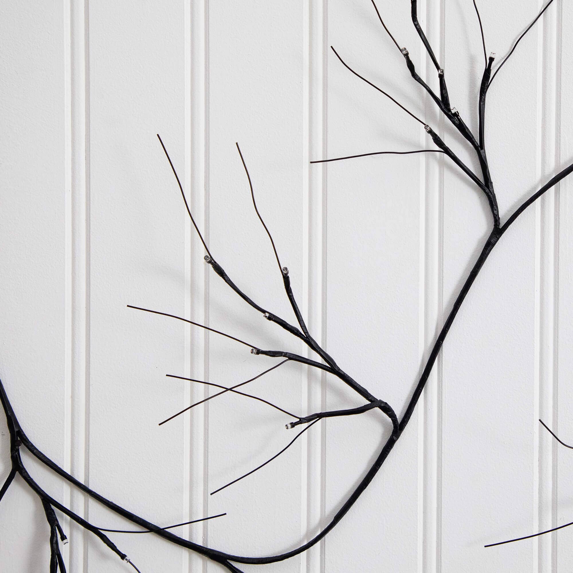 6.5' Pre-Lit Artificial Halloween Black Twig Garland with 48 Purple LED Lights
