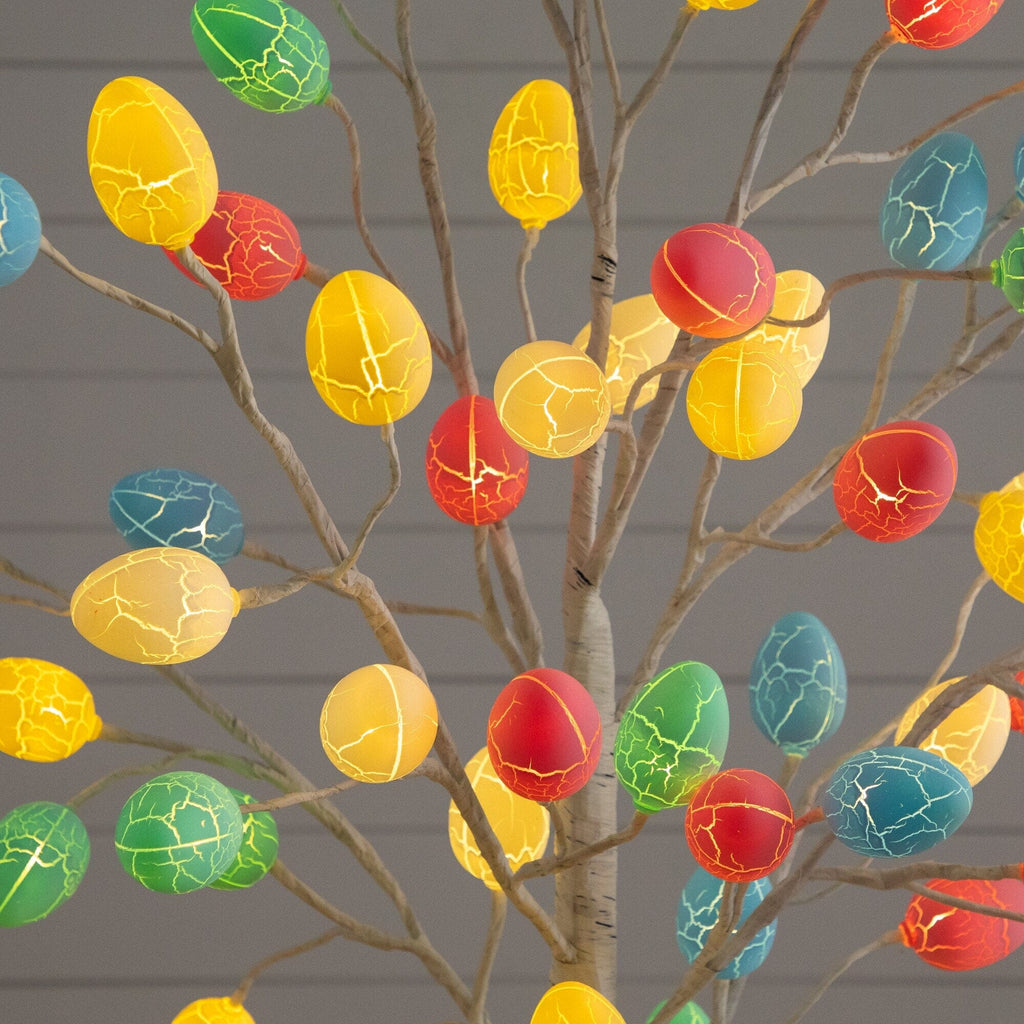 6' Pre-Lit Artificial Easter Twig Tree with 96 Egg Shaped LED Ornaments