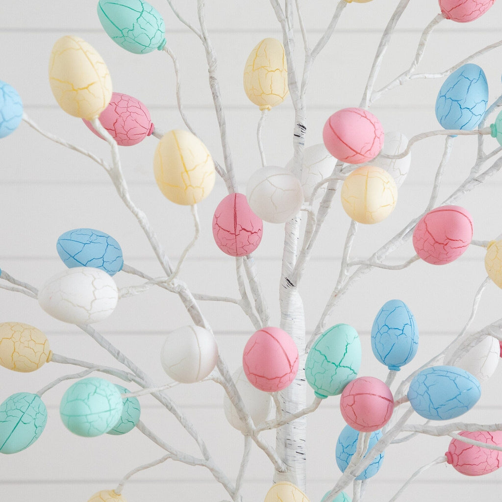 6' Pre-Lit Artificial Easter Twig Tree with 96 Egg Shaped LED Ornaments