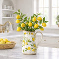 7.5” Lemon Print Ceramic Rustic Jug Vase