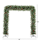 8' Artificial Holiday Green Christmas Pine Archway with Pinecones and Berries