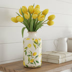 8.5” Lemon Print Ceramic Rustic Vase