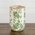 9” Floral Tuscan Ceramic Green Scroll Vase