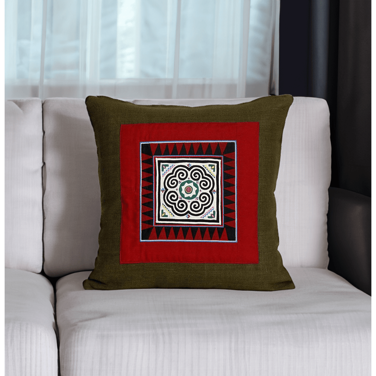 Artisan Crafted Karen Vintage Fabric Embroidered Cushion - Thailand - Che Cose Belle