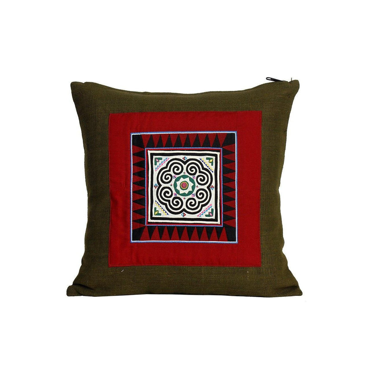 Artisan Crafted Karen Vintage Fabric Embroidered Cushion - Thailand - Che Cose Belle