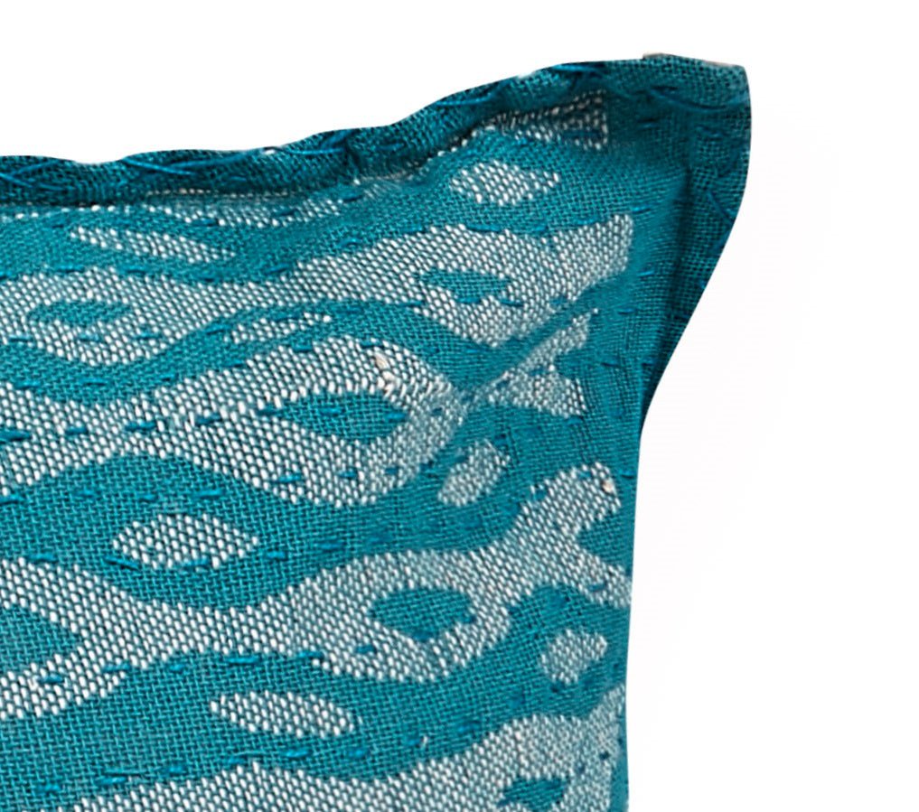 Artisan Hand Loomed Cotton Lumbar Pillow - Blue Ocean - 16"x48" Arcadia Home