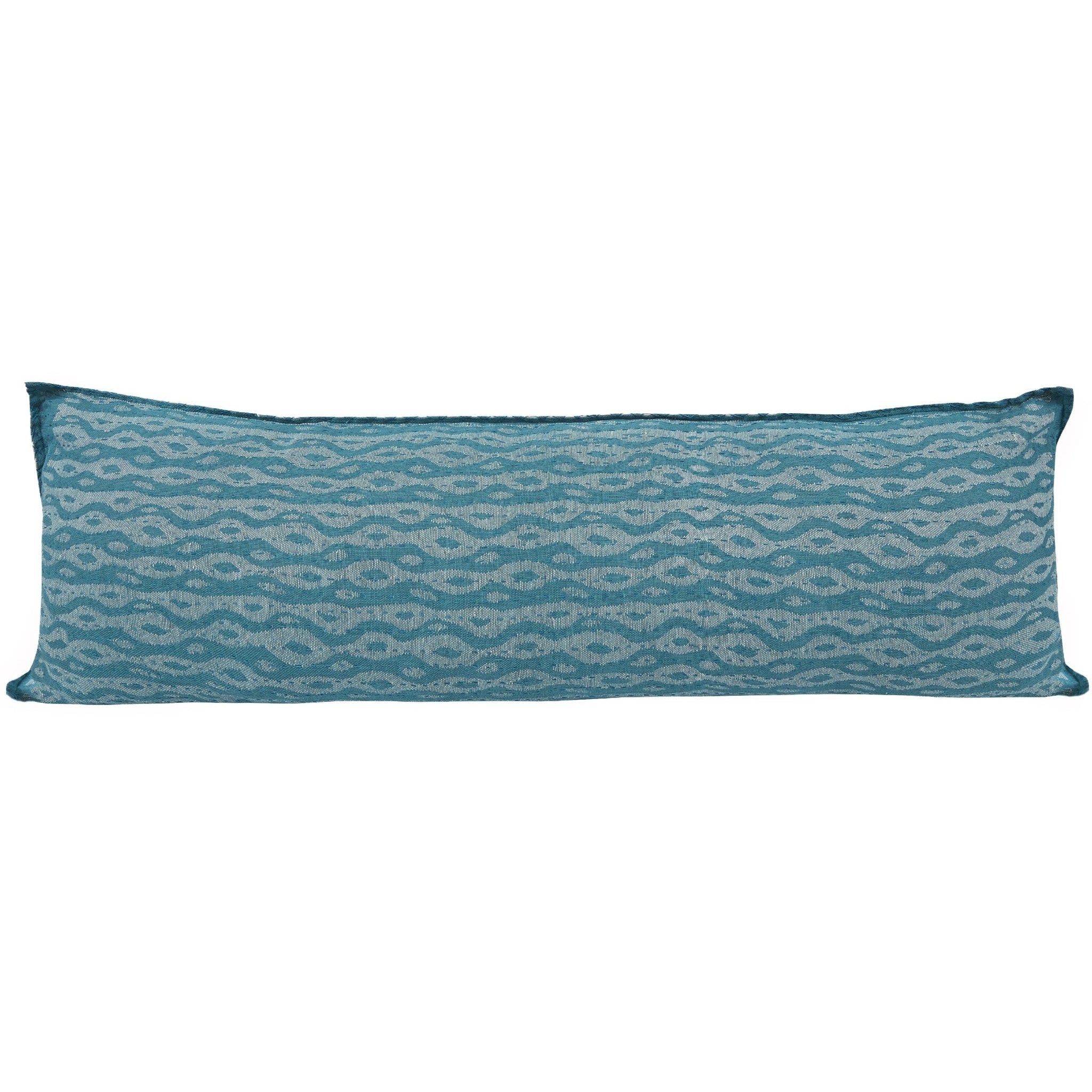 Artisan Hand Loomed Cotton Lumbar Pillow - Blue Ocean - 16"x48" Arcadia Home