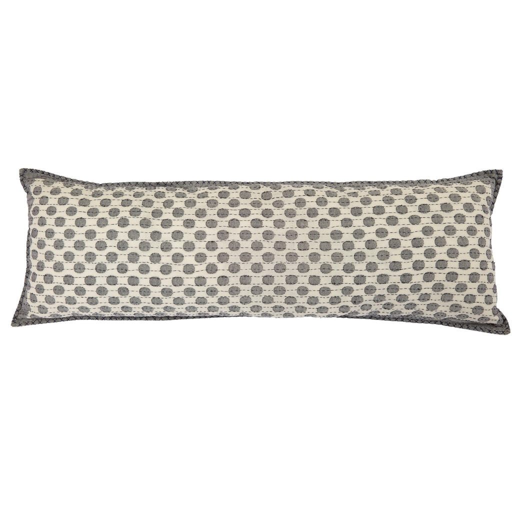 Artisan Hand Loomed Cotton Lumbar Pillow - Gray Dots - 16"x48" Arcadia Home - Che Cose Belle