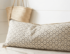 Artisan Hand Loomed Cotton Lumbar Pillow - Gray Yellow Stitching - 16"x48" Arcadia Home - Che Cose Belle