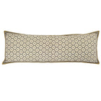 Artisan Hand Loomed Cotton Lumbar Pillow - Gray Yellow Stitching - 16"x48" Arcadia Home - Che Cose Belle