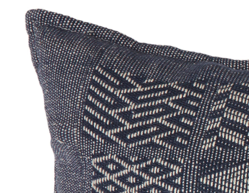 Artisan Hand Loomed Cotton Lumbar Pillow - Indigo Blocks - 16"x48" Arcadia Home - Che Cose Belle