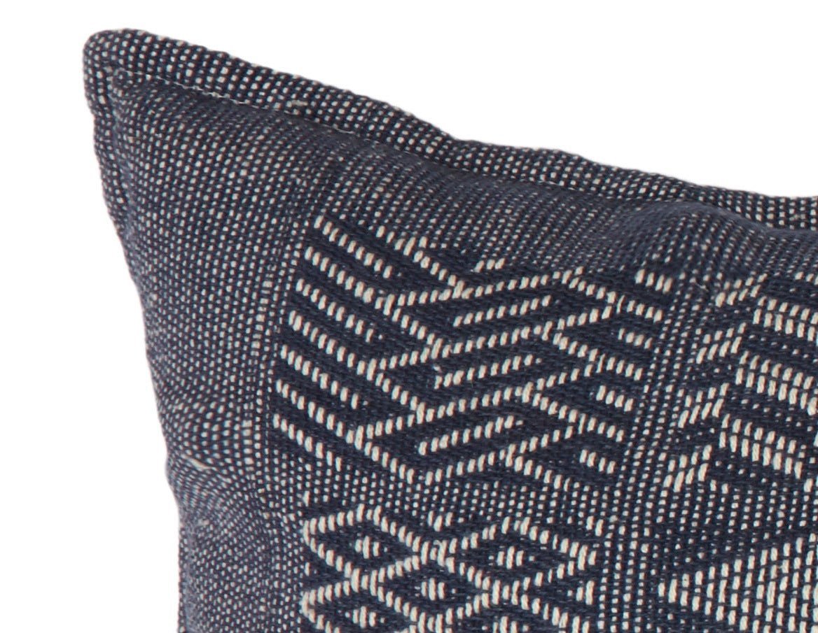 Artisan Hand Loomed Cotton Lumbar Pillow - Indigo Blocks - 16"x48" Arcadia Home - Che Cose Belle
