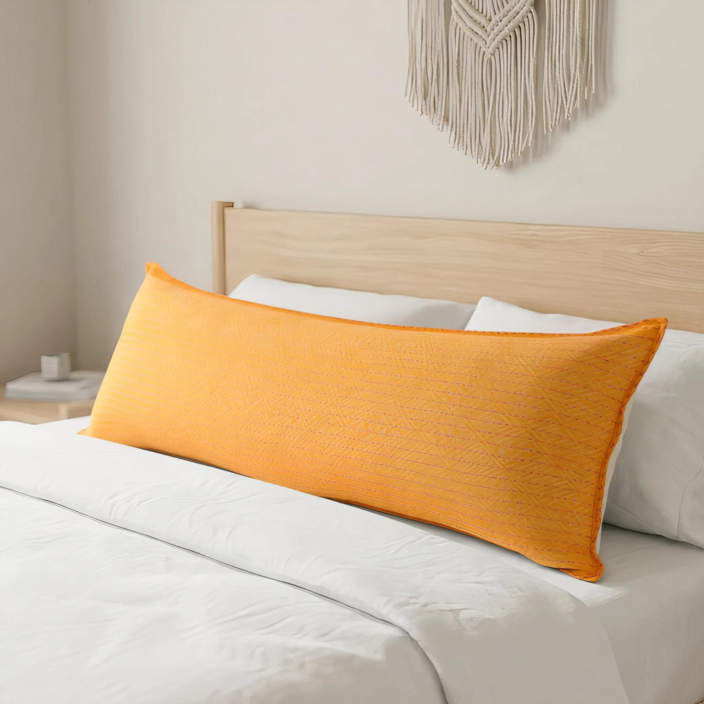 Artisan Hand Loomed Cotton Lumbar Pillow - Yellow Diamonds - 16"x48" Arcadia Home - Che Cose Belle
