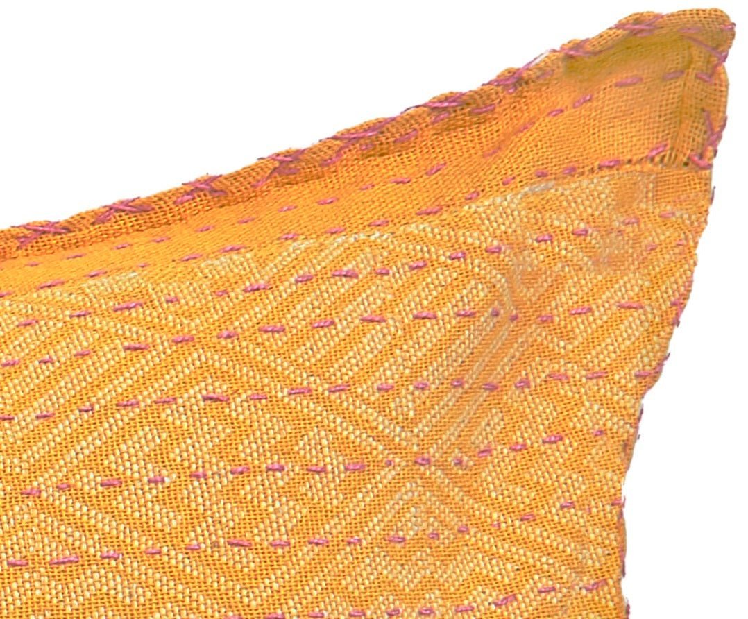 Artisan Hand Loomed Cotton Lumbar Pillow - Yellow Diamonds - 16"x48" Arcadia Home - Che Cose Belle