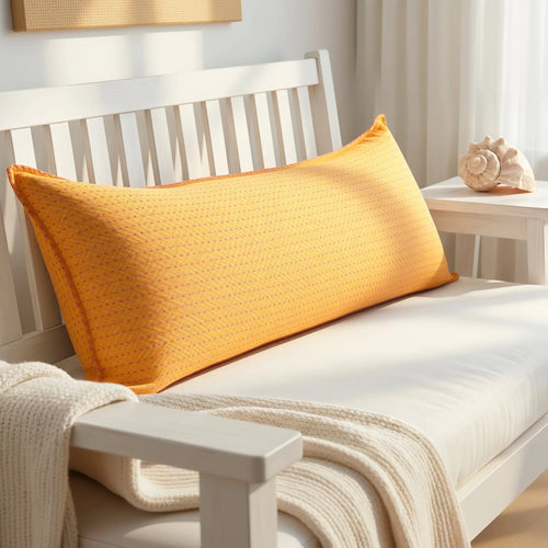 Artisan Hand Loomed Cotton Lumbar Pillow - Yellow Diamonds - 16"x48" Arcadia Home - Che Cose Belle