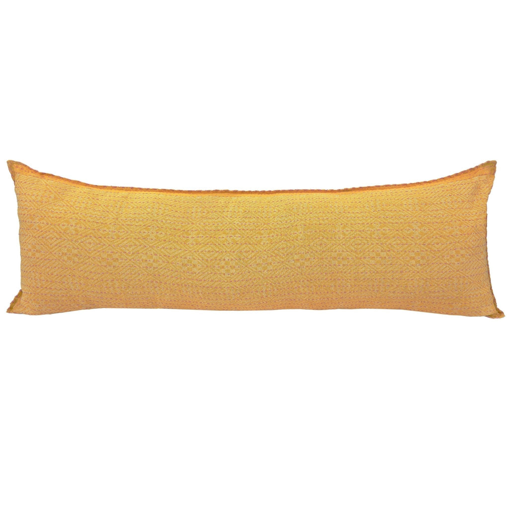 Artisan Hand Loomed Cotton Lumbar Pillow - Yellow Diamonds - 16"x48" Arcadia Home - Che Cose Belle