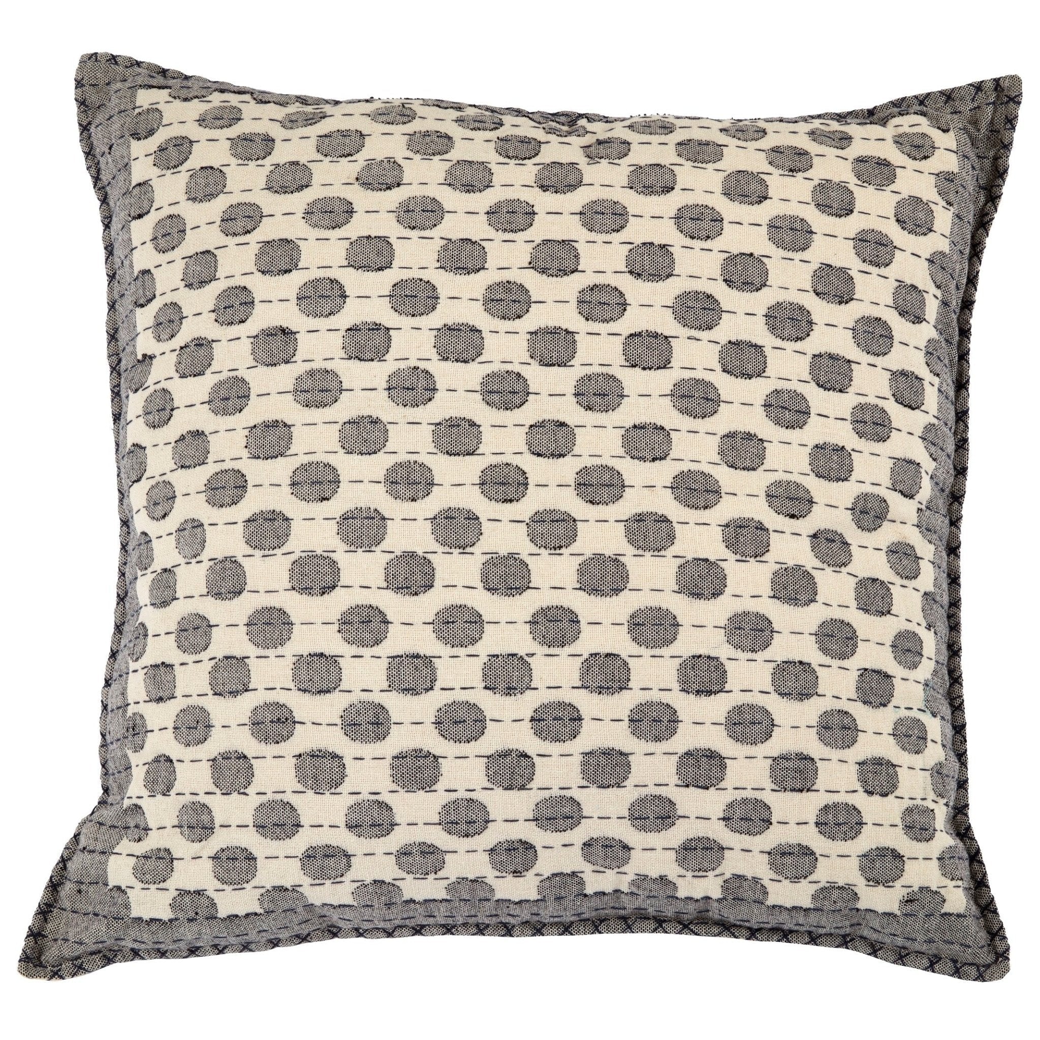 Artisan Hand Loomed Cotton Square Pillow - Dots Gray - 24" Arcadia Home - Che Cose Belle