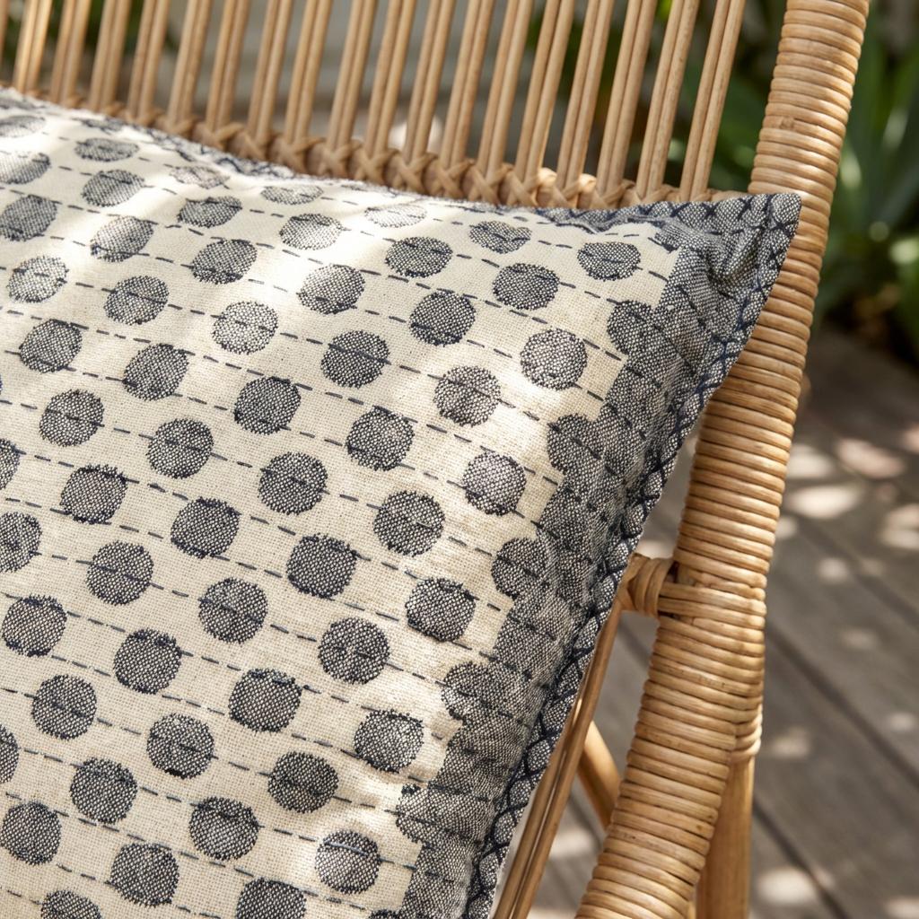 Artisan Hand Loomed Cotton Square Pillow - Dots Gray - 24" Arcadia Home - Che Cose Belle