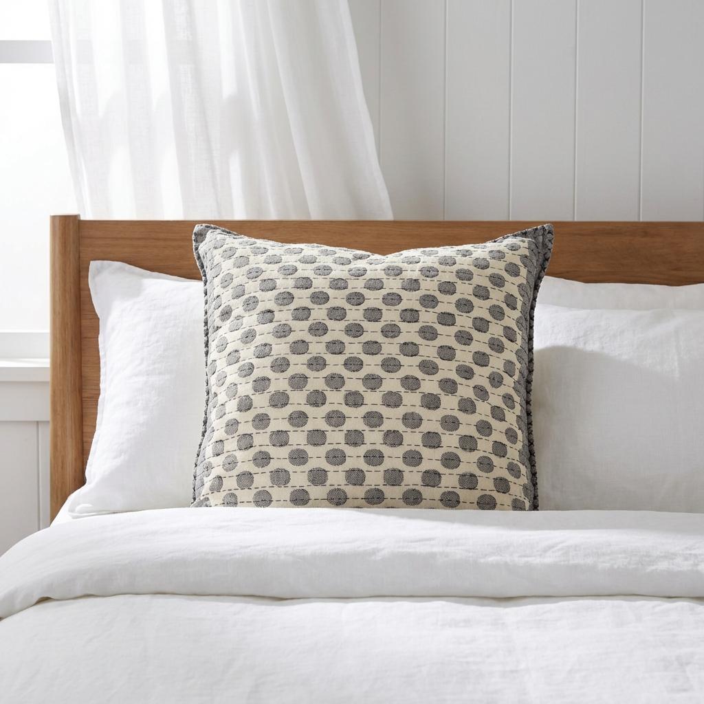 Artisan Hand Loomed Cotton Square Pillow - Dots Gray - 24" Arcadia Home - Che Cose Belle