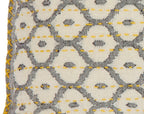 Artisan Hand Loomed Cotton Square Pillow - Gray Yellow Stitching - 24" Arcadia Home - Che Cose Belle