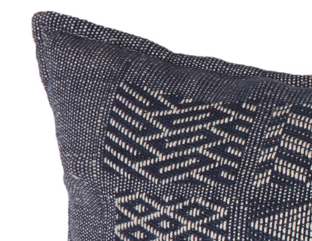Artisan Hand Loomed Cotton Square Pillow - Indigo Blocks - 24" Arcadia Home - Che Cose Belle